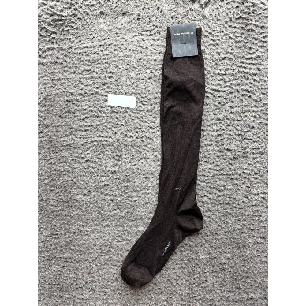 NWT Ermenegildo Zegna Everyday Triple X Knee Sock Dark Chocolate One Size Unisex